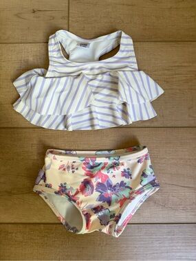 Ruffle Butts Girls Floral Two Piece Bathing Suit 6-9 Months